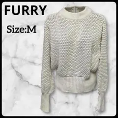 【美品】FURRY ファリー ポップコーンニット ボトルネック ホワイト Mのサムネイル