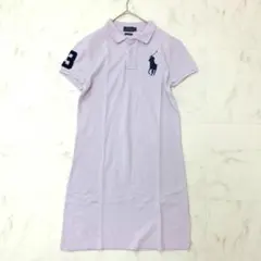 ポロラルフローレン ポロワンピース ビッグポニー 刺繍 パープル メッシュミニのサムネイル