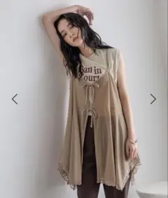 LOWRYSFARM 2WAYカットベロアキャミワンピース ベージュ