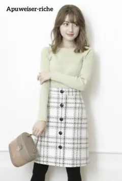 Apuweiser-riche アプ チェックリバーシブル台形スカート