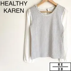 HEALTHY KAREN ブラウス ビジュー パール ストライプ シフォンのサムネイル