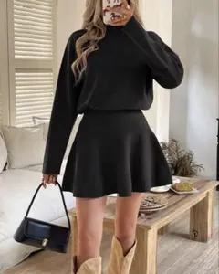 ブラックフレアワンピース