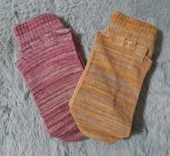 指先なし5本指ソックス 赤系 オレンジ系 2足セット