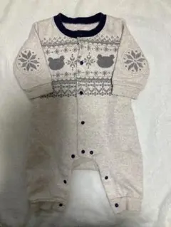 ベビー服　カバーオール　ロンパース 雪の結晶と動物模様 60-70cm
