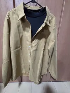 ベージュ コットン 長袖シャツ