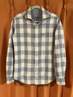 美品/Lacoste リバーシブル長袖シャツ ライトブルーとホワイトチェック