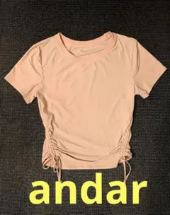 andar 2-WAYシャーリング半袖Tシャツ ピンク