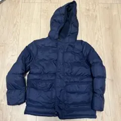 【プチバトー】【128】ネイビー・グレー フード付きダウンコート