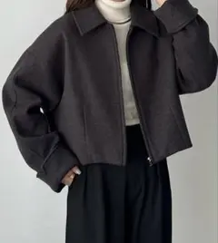 ステンカラーショートアウター　チャコール