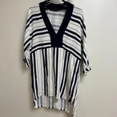 ZARA WOMAN ストライプ 半袖チュニック M 〜L 美品のサムネイル