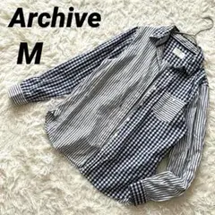 【アーカイブ】 長袖シャツ チェック ストライプ 美品 シャツ 胸ポケット付き