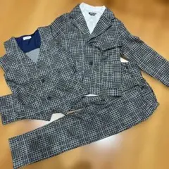 12/16まで　チェック柄スーツ4点セット 120cm ベスト　冠婚葬祭　発表会