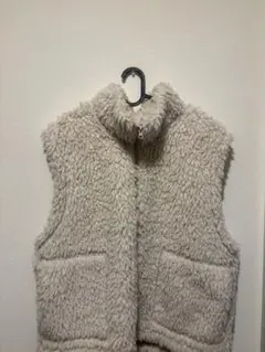 GUベージュ ボアジャケット ノーカラー