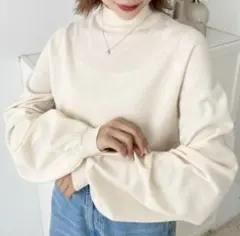 12G ボトルネックボリュームスリーブニットプルオーバー