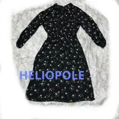 HELIOPOLE 花柄長袖ロングワンピース ブラック　H-003