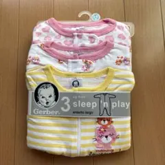 新品未使用コットン100% 65cmソックス付き長袖ロンパース3枚セット