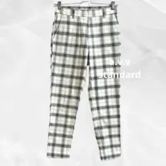 b239 【アーヴェヴェ】チェックストレッチパンツ ウエストゴムカジュアル裏起毛