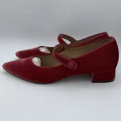 ルタロン●箱付 メリージェーンパンプス 25.5cm ベルベット ピンクのサムネイル
