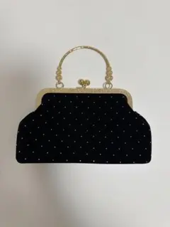 ビーズ装飾 ブラックベルベット クラッチバッグ