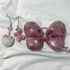 ミニーちゃん リボン ヘアゴム・キーホルダーセット
