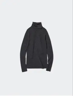 メリノリブタートルネックセーター ダークグレー XL