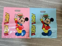 レトロ ミッキー ミニー マウス ショッピングバッグ 2個セット