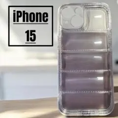 iPhone15 ダウンジャケット風 クリアケース 透明 新品 耐衝撃 おしゃれ