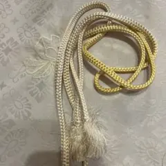 房付き帯締め クリーム色と黄色