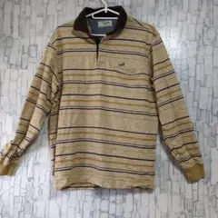 Crocodile 長袖ポロシャツ ボーダー柄 Lサイズ
