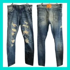 定価5.1万★BACKLASH（バックラッシュ）別注リペアデニムパンツ（XL）のサムネイル