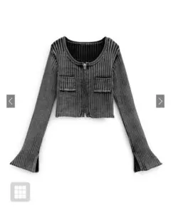 GLRリブ編みクロップドニットカーディガン