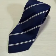 タカキュー　TAKA-Q ネクタイ シルク100％ ストライプ ネイビー