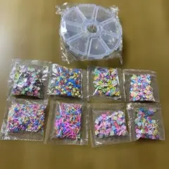 ⭐️デコパーツ　封入パーツ　ハンドメイド材料　ビビット系　8種　ケース付き　可愛い