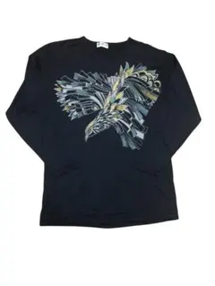【古着】EQUUS 長袖Ｔシャツ 鳳凰　フェニックス　紺色　フリーサイズ