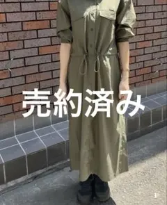 ラコステ　カーキ　シャツワンピース 長袖美品　36M