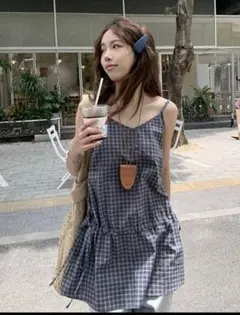 SHEIN チェック キャミワンピース レイヤード　チュニック