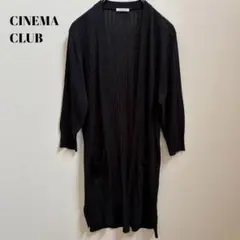 【CINEMA CLUB】ロングカーディガン 黒 リブ 薄手（LL）大きめサイズ