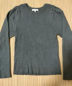 美品！GLOBAL WORK ダークグレー M リブ編み長袖ニットソー