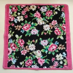 未使用　FEILER　フェイラー　ハンカチ　大判　花柄　ピンク　黒