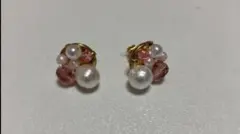 ローズクォーツ ビジューピアス