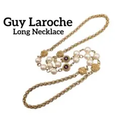 ギラ ロッシュ パール ビジュー クリスタル ロング ネックレス ゴールドのサムネイル