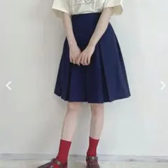 フィント　ボックスプリーツスカート　ネイビー