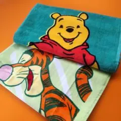 ディズニープー さんティガーフェイスタオル2枚セット 黄緑・緑 即購入可能！