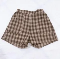 半ズボン 110cm 格子柄 ショートパンツ チェック 前ポケット