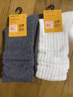 UNIQLO ヒートテック ルーズソックス 23-25 ホワイト ダークグレー