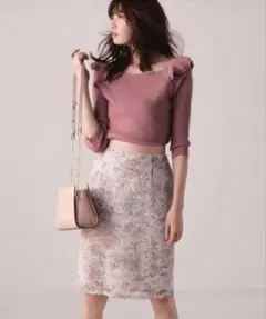 アプワイザーリッシェ 花柄レースタイトスカート ピンクXS