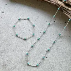 no.192【お肌に優しい金具】シルバービーズネックレス&ブレスレットのセット