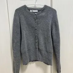 最終値下げ✨ZARAグレー カーディガン パールボタン