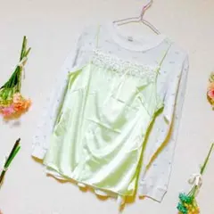 古着 ランジェリー キャミソール ヴィンテージ レア 美品 レース リボン 新品