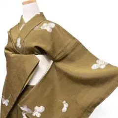 未着用　小紋　花模様　リーフ模様　着物　012b p ms